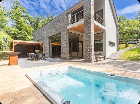 Illustrative countryside villa with outdoor jacuzzi